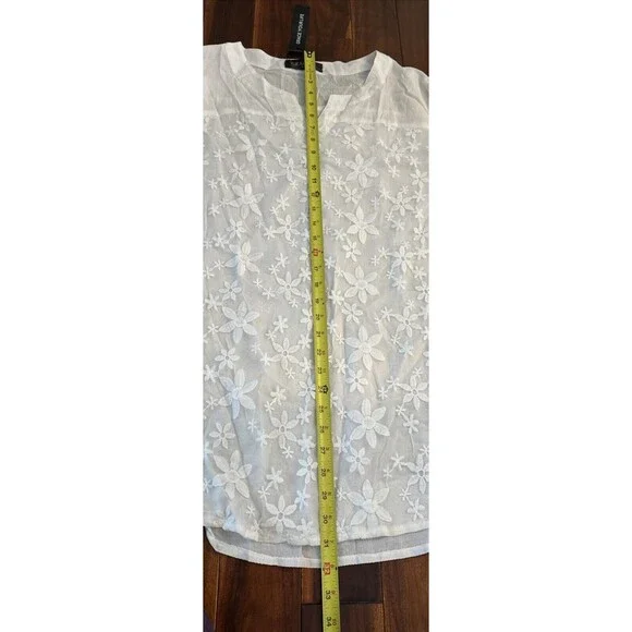 Women’s Blouse Shirt Floral Flowers Lace 5XL White Flowy Boho Gracila - Picture 11 of 16